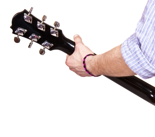 Mão de músico com guitarra, visão traseira — Fotografia de Stock