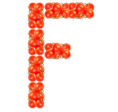 harfler beyaz zemin üzerine kırmızı domates