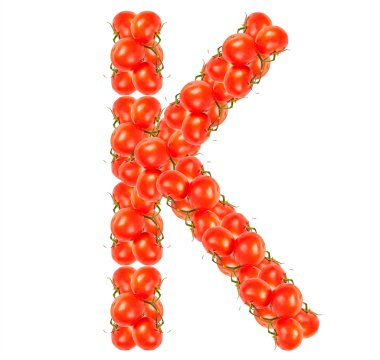 harfler beyaz zemin üzerine kırmızı domates