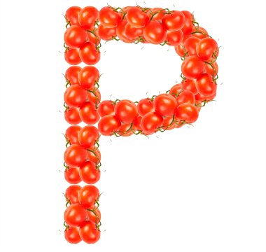 harfler beyaz zemin üzerine kırmızı domates