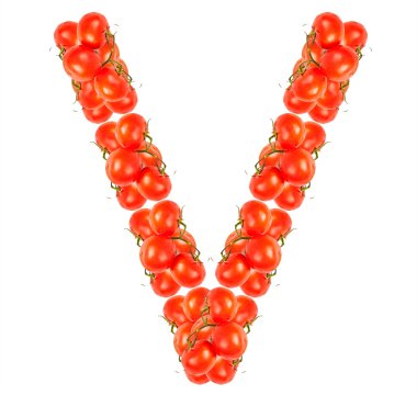 harfler beyaz zemin üzerine kırmızı domates