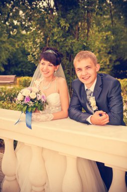 Gelin ve damat açık hava düğün Portreler