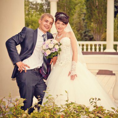 Gelin ve damat açık hava düğün Portreler