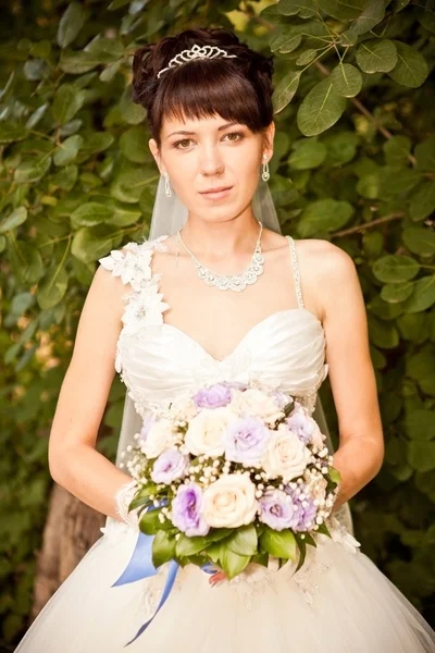 Retrato de una hermosa novia sonriente —  Fotos de Stock