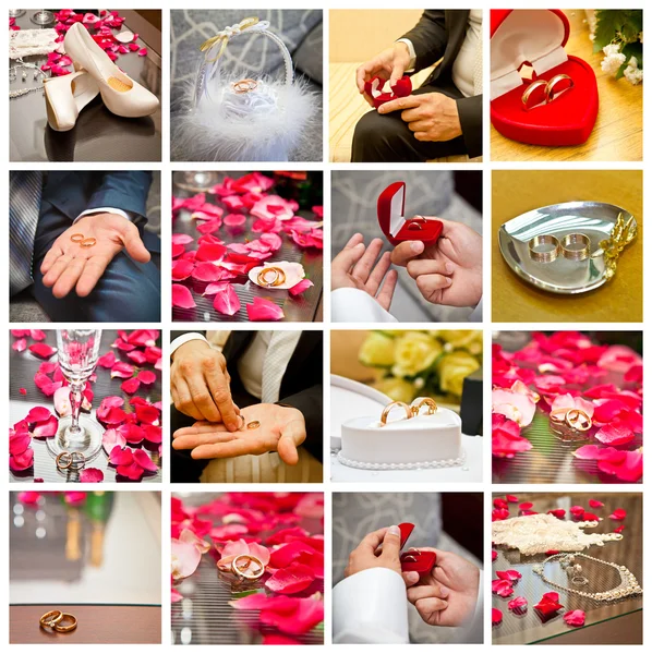 Accessori da sposa collage — Foto Stock