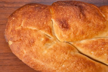 ekmek üzerinde ahşap arka plan bakış