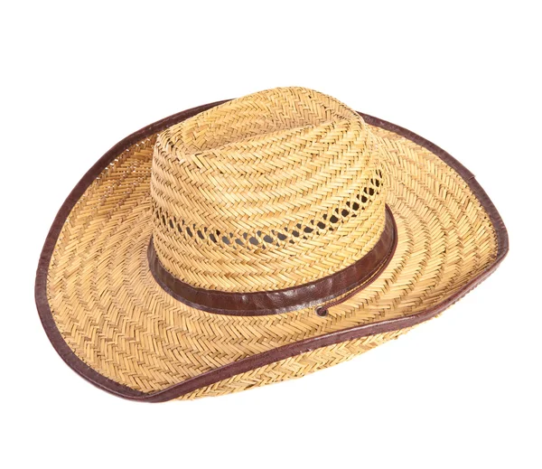 Vevnete hatt med vid brem på hvit bakgrunn – stockfoto