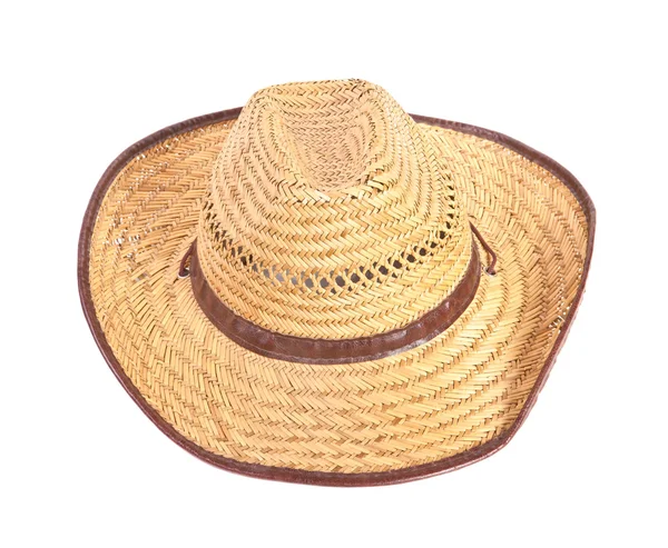 Tkané klobouk s širokou krempou na bílém pozadí — Stock fotografie