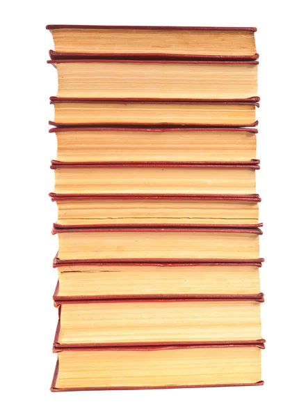 Stack of old books with yellowed pages on white background — Stock Photo, Image