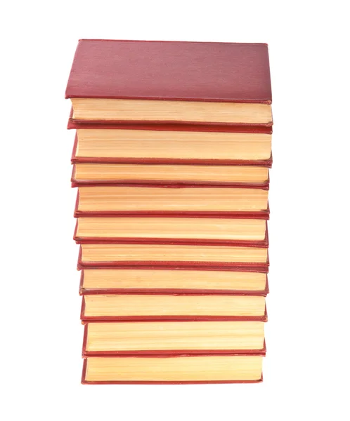 Stack of old books with yellowed pages on white background — Stock Photo, Image