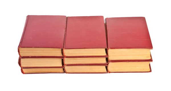 Stack of old books with yellowed pages on white background — Stock Photo, Image