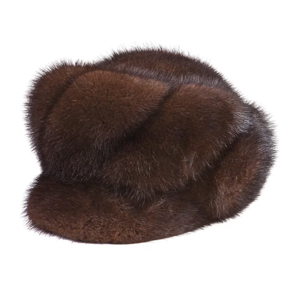 Female fur hat on a white background — Stock Photo, Image