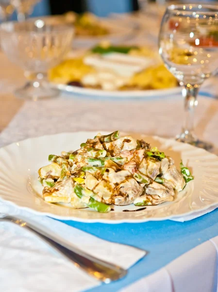 Meat salad on a plate — Stock Photo, Image