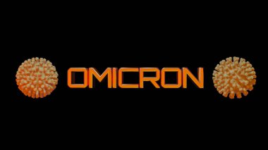 Omikron yazıtlı 3 boyutlu koronavirüs modeli. Covid-19 'un yeni bir türü. 3d resimleme