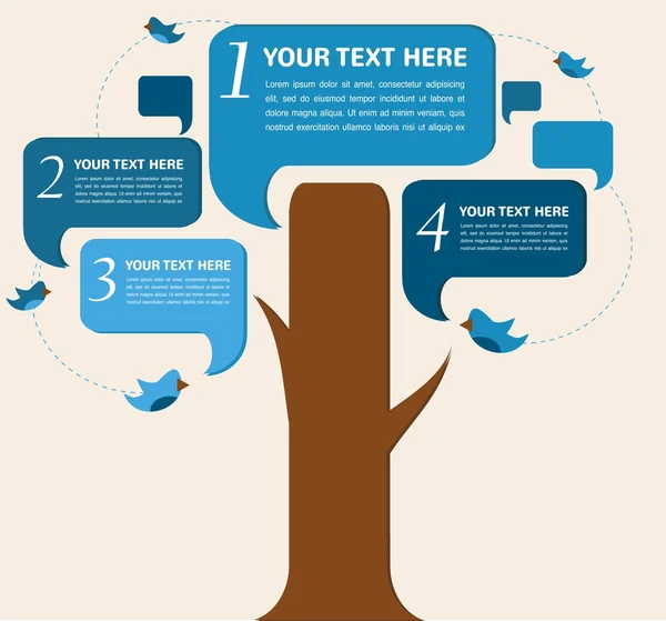 Infographic design speech bubble tree with birds — Stockfoto