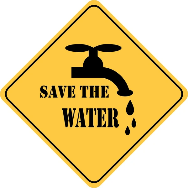 Save the water yellow sign — Stock Photo, Image