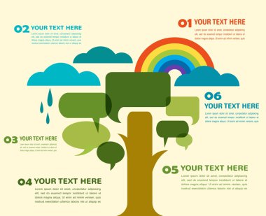 konuşma balonu ağaç bulutlar ve rainbow, infographics