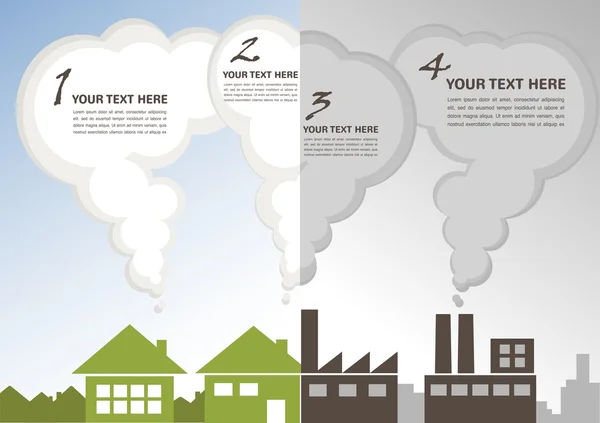 Contaminación de fábrica vs ambiente de ciudad verde — Vector de stock