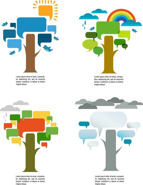 Vier Jahreszeiten mit vier Sprechbäumen — Stockvektor