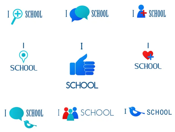 I love school,social network and media icons — Stock Vector