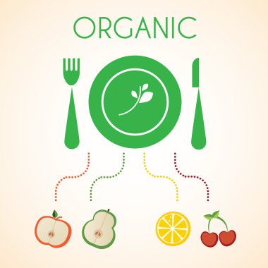 Plate of organic fruits clipart