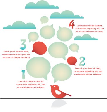 infographics bir tel üzerinde kuş