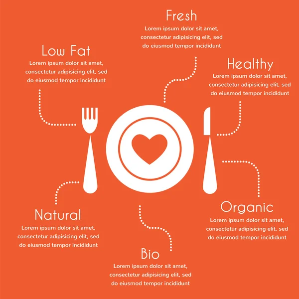 Infográficos de alimentos orgânicos e saudáveis —  Vetores de Stock