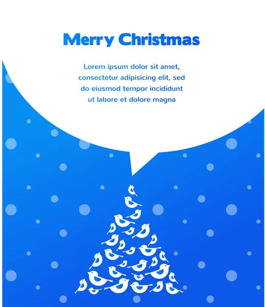 Veselé vánoční přání s ptačí strom — Stockový vektor