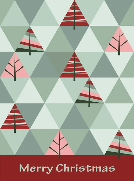 Modèle rétro de formes géométriques avec des arbres. mosaïque noël . — Image vectorielle