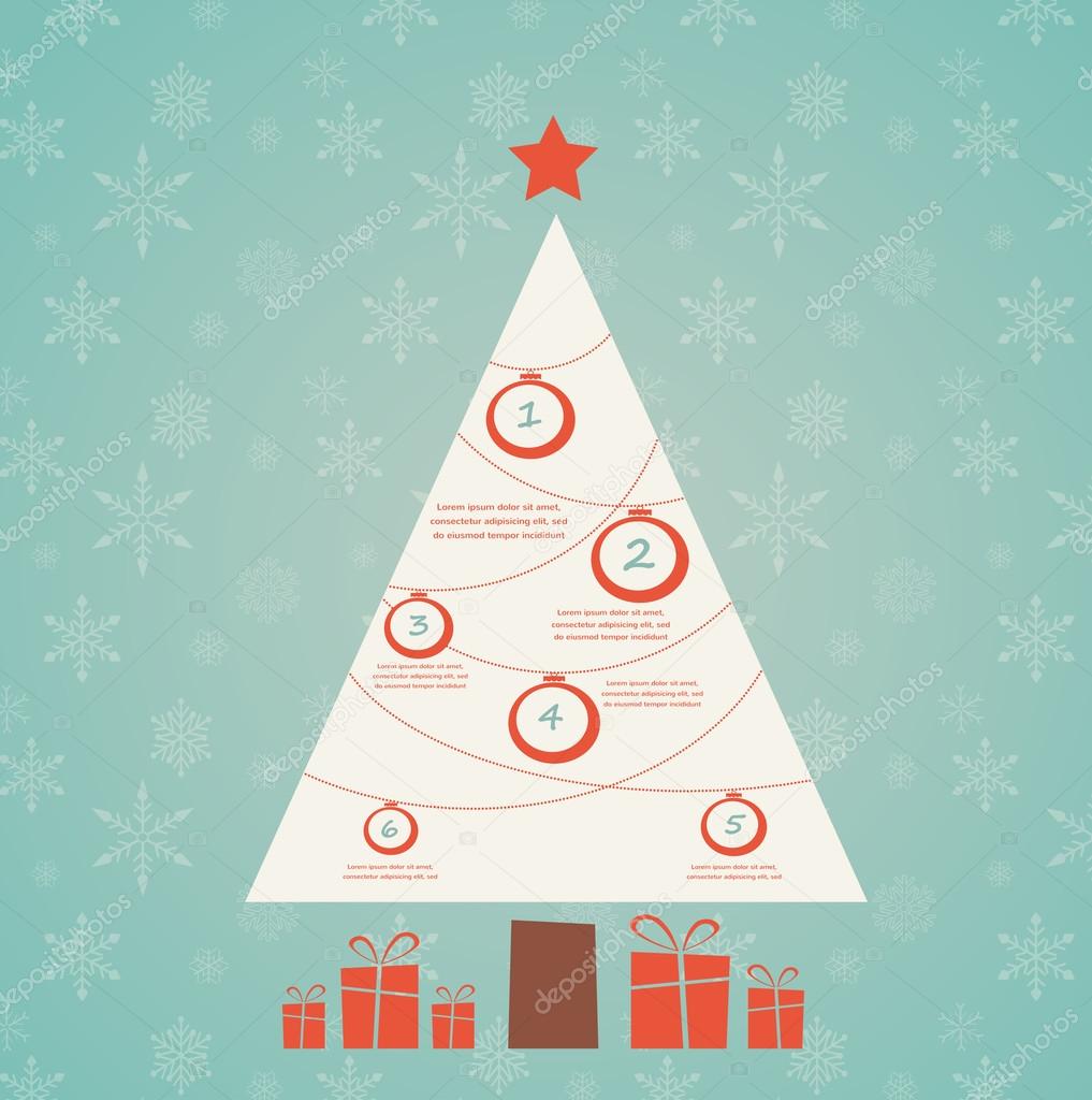 Christmas infographic tree with decoration and presents