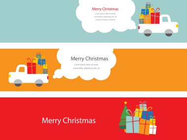 3 Noel kartları Noel hediyeleri ile Kataloğumuzda sürüş ile bir dizi