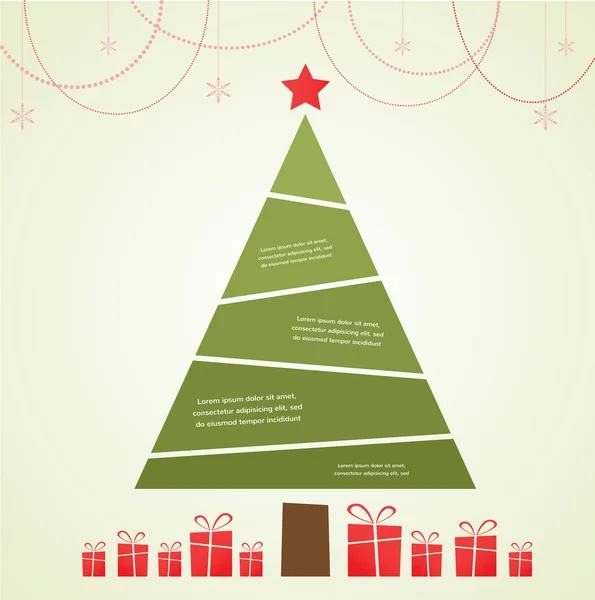 Різдвяна інфографічна ялинка з прикрасою та подарунками — стокове фото