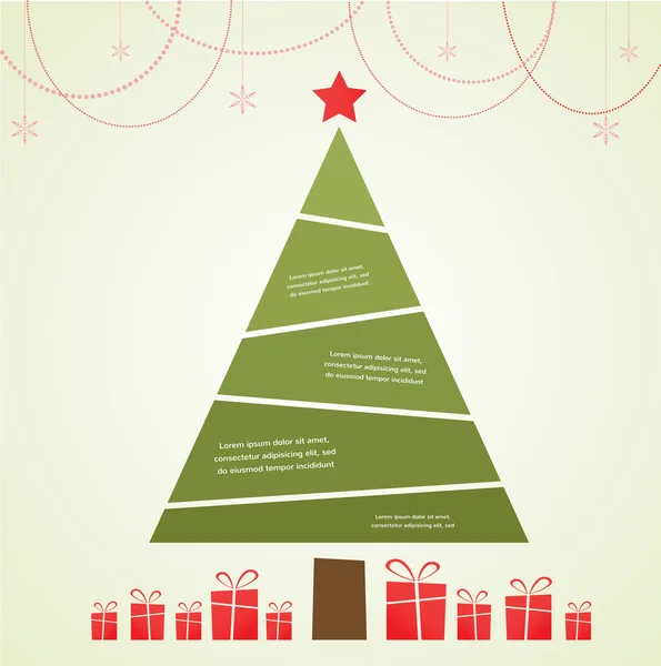 Albero infografico di Natale con decorazione e regali — Foto Stock