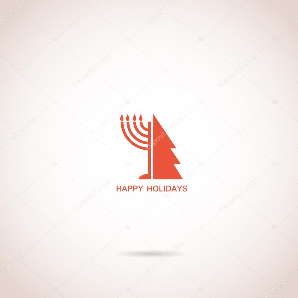 Happy Hanukkah and happy holidays, jewish holiday menorah