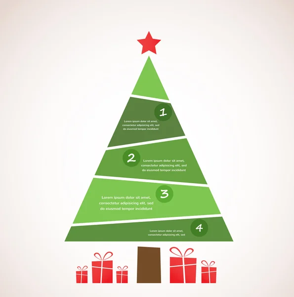 Рождественская инфографическая елка с украшениями и подарками — стоковое фото
