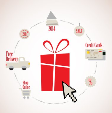 mevcut online etrafında e-ticaret simgesi ile alışveriş