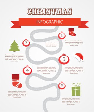 Merry christmas infographics, adımları ile zaman çizelgesi