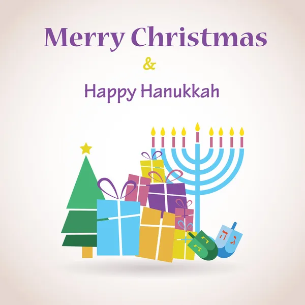 Feliz Hanukkah y feliz Navidad — Vector de stock