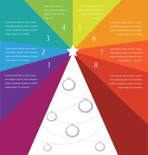 Pohon Natal di latar belakang warna pelangi, infografis xmas - Stok Vektor