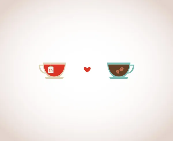 Café et thé tasses sur carte Valentines — Photo