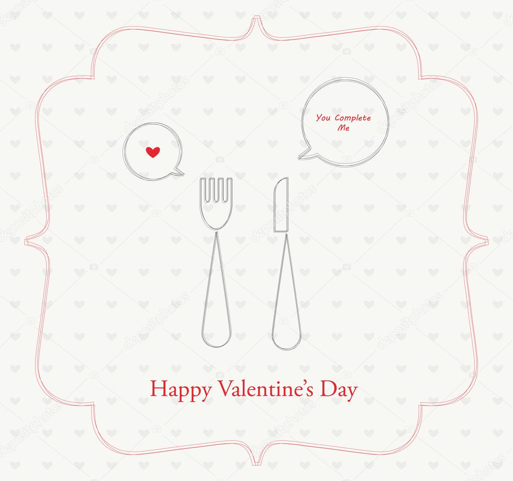 Happy Valentine, fork and knife