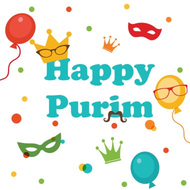 purim Yahudi Tatil ayarla. vektör çizim