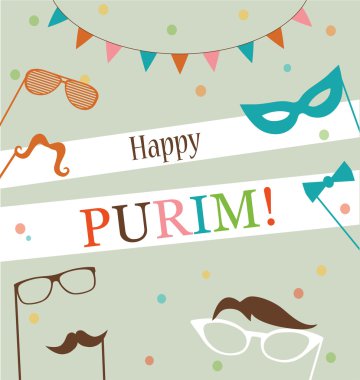 Yahudi tatil purim hipster tebrik kartı tasarımı