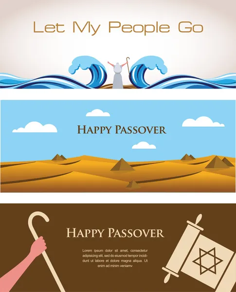 Three Banners of Passover Jewish Holiday — Stock Vector