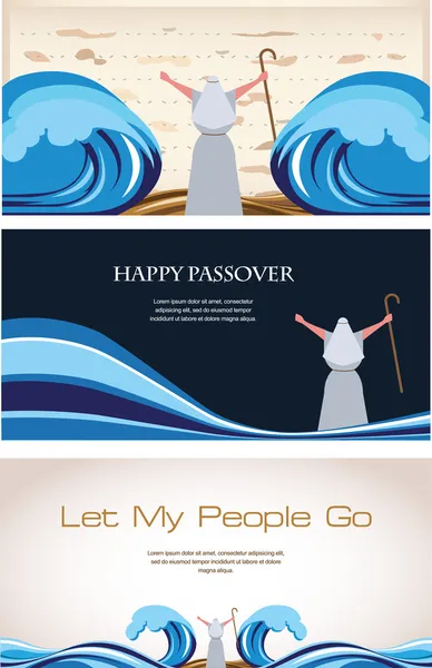 Three Banners of Passover Jewish Holiday — Stock Vector