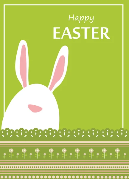 Vettore coniglietto di Pasqua guardando fuori un verde retro sfondo — Vettoriale Stock