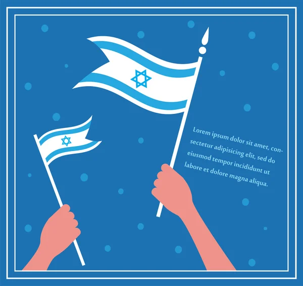 Gelukkig Israëlische Onafhankelijkheidsdag. hand met een vlag. — Stockvector