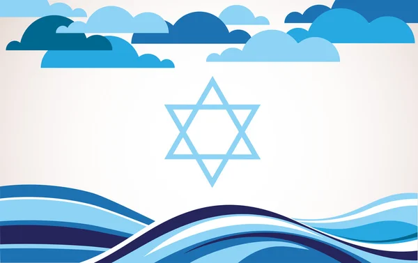 Abstract israel flag as sea and blue sky — Stock Vector