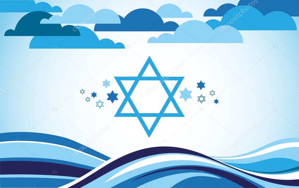 Abstract israel flag as sea and blue sky