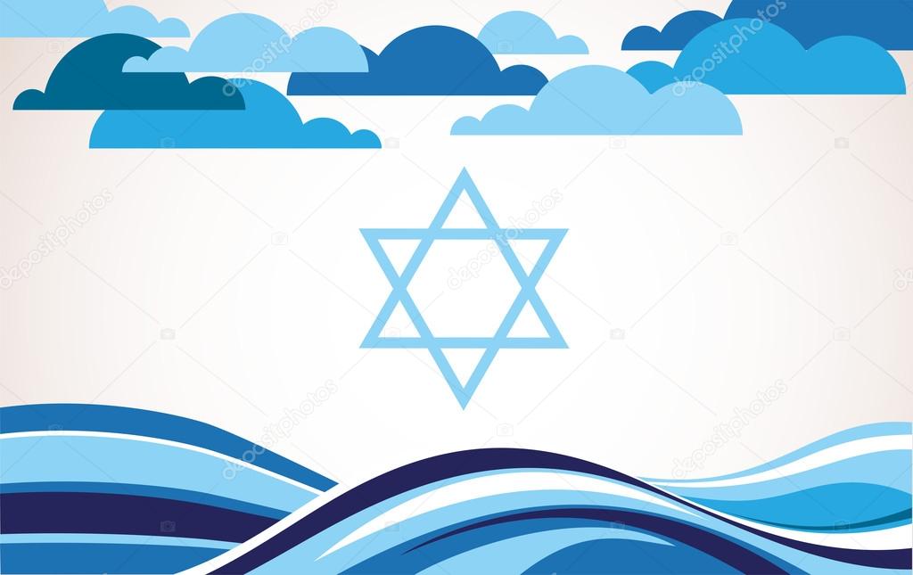Abstract israel flag as sea and blue sky